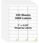 3000 Labels 30-up 1" x2-5/8 Shipping Address Barcode Labels for Laser & Inkjet Printers, Risepekt...