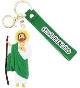 PLwelth Jesus Keychain for Women Men Cute Jesus Keyring with Wristlet San Judas Tadeo Keychain Ch...