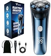 Smart 2-in-1 Electric Razor for Men with 4D Floating Heads & Pop-Up Trimmer - Cordless USB-C Rech...