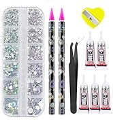 Canvalite Rhinestones 2784PCS in 6 Sizes Flat Back Gems, Crystal AB Art Gems with 5Pcs B7000 Glue...