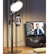 Desk Ring Light with Stand, Adjustable Desktop Light with Phone Holder for Video Calls, Zoom Ligh...