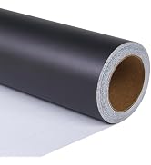 ZINTBIAL Matte Black Wrapping Paper Roll with Cut Lines - Solid Black Holiday Gift Wrap for Hallo...