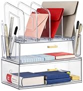 LALOBLUE Acrylic Desk Organizer with Drawer, Office Supplies,Organization Storage, 2 PC Drawer Or...