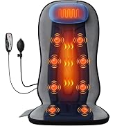 comrelax Vibration Back Massager for Chair with Heat, Massage Seat Cushion with Adjustable Neck S...