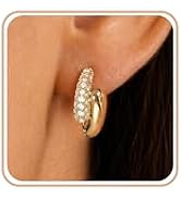 Chunky Gold Silver Earrings for Women Trendy 14K Gold Plated Hypoallergenic Cartilage Hoop Earrin...