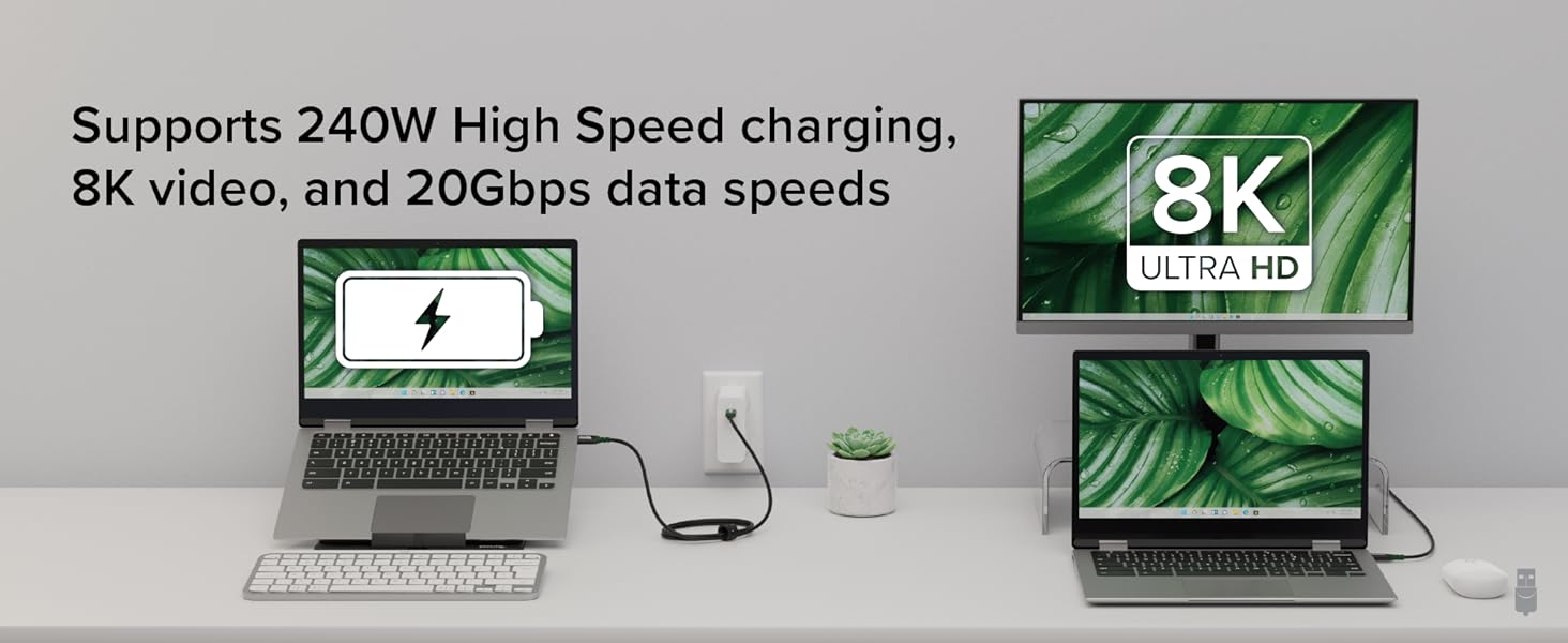charging and data 20gbps transfer 240w 1m usb c cable 3 ft usb c cable usb c epr