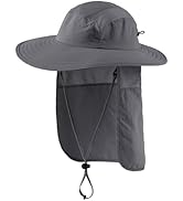 Home Prefer UPF 50+ Mens Wide Brim Fishing Hat with Neck Flap Sun Hat for Men Women Sun Protectio...