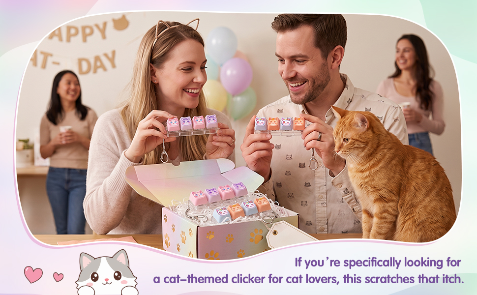 If you're specifically looking for a cat-themed clicker for cat lovers, this scratches that itch.