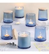 DARJEN 12 Pack Blue Candle Jars for Making Candles- 9 OZ Empty Glass Candle Making Jars with Maki...