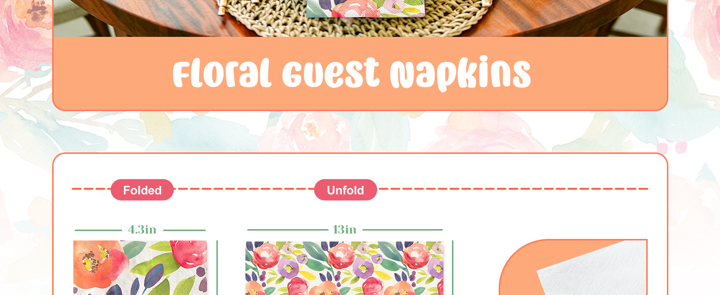 80 Pcs Floral Guest Napkins