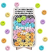 FYSUIMU 39 Pcs Back to School Smile Wooden Reward Jar Happy Face Wood Cutouts with Magnet Composi...