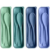 HMDZMR Reusable Utensils Set with Case, 4 Sets Travel Utensils with Case, Reusable Forks and Spoo...