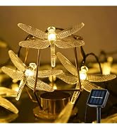 ASFSKY Dragonfly Solar Lights Outdoor 50 LED Dragonfly Lights Waterproof Warm White
