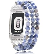 C&L Accessories Compatible with Fitbit Charge 5 Bands Natural Gemstone Beaded Handmade Adjustable...