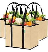 Reusable Grocery Bags (3 Pack) – Heavy Duty Shopping Bags | Large box shaped totes stand up, stay...
