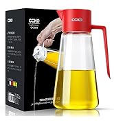 CCKO Olive Oil Dispenser Bottle 19oz Glass Oil Bottle for Kitchen Cooking,Auto Flip Drip Free Coo...