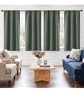 NICETOWN Dark Sage Green Blackout Curtains 63 Inch Length for Bedroom 4 PCs | Light Blocking Priv...