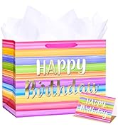 ZGORENDZ 14" Large Gift Bag with Matching Tissue Paper, Card & Envelope for Birthdays Party Color...