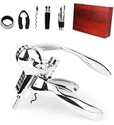 QONYFONE Rabbit Wine Opener Set, Premium 5-Piece Corkscrew Kit with Wooden Box, Includes Foil Cut...