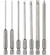 Rocaris 7 Pack Flat Head Slotted Tip Screwdriver Bit Set 100mm/4 inch Long Magnetic - 1/4 Inch He...