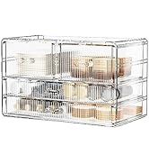 ZHIAI Stripes Makeup Organizer for Vanity - Organize Your Beauty Essentials with Make Up Organize...