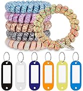 BIHRTC 6PCS Coil Wrist Keychain Accessories Bracelet Key Ring Holder Spiral Keychains Spring Flex...