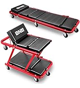 DNA MOTORING TOOLS-00193 48" 2 IN 1 Folding Rolling Garage Shop Creeper Roller Seat, 7 Pcs 2" Cas...