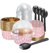 HARFINGTON Cupcake Liners with Dome Lids Aluminum Foil Small Baking Cups Wrappers with Spoons Bul...