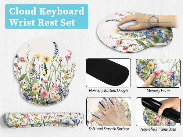 Keyboard Mat Ergonomic Mouse Pad With Wrist Rest Set