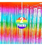 Rainbow Backdrop Macaron Tinsel Foil Fringe Curtain Photo Booth Props for Birthday Gay Pride Day ...