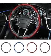 Hiseanllo Carbon Fiber Steering Wheel Cover 3PCS Set – Anti-Slip, Scratch-Resistant, Universal Fi...