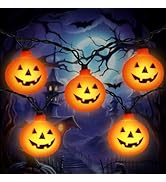 Pumpkin Halloween Decorations Lights, 8.5FT Pumpkin String Lights with 10 LED Waterproof Orange J...