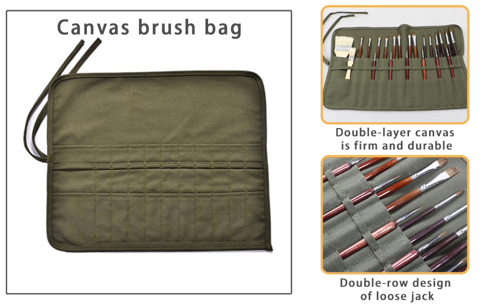22 Slots Paint Brush Storage for Acrylic Oil Watercolor Gouache Artist Paint Brush Roll Canvas Pouch