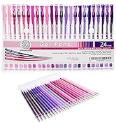 OfficeGoods Pink & Purple Gel Pens + Refills - 24 Premium Colors - Fast Drying & Smudge Free - Na...
