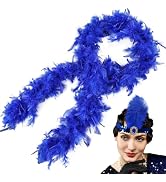 MehelloFeather Turkey Feather Boa 2 Yards 45g with 1920s Headband for DIY Craft Wedding Party Hal...