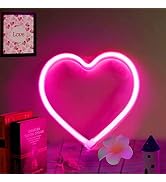 YouOKLight Heart Neon Sign, Neon lights for bedroom Wall Decor, pink neon sign, USB/Battery Opera...
