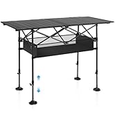ALPHA CAMP Camping Table Folding Outdoor Table with Adjustable Height, Large Storage Bag and Carr...