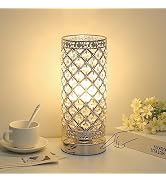 Seaside village Crystal Table Lamp Touch Control Dimmable Accent Desk Lamp Bedside Modern Table L...