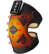 KingPavonini Knee Massager with Heat and Red Light Therapy, 4-Motor Vibration Knee Heating Pad, C...
