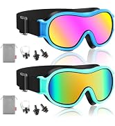 Aegend Kids Swim Goggles with Soft Fabric Strap, Anti-Fog No Leak Wide View Swimming Goggles for ...