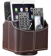 YAPISHI Leather Remote Control Holder, 360 Degree Spinning Desk TV Remote Caddy/Box, Coffee Table...