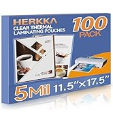 HERKKA 100 Pack Laminating Sheets, Hold 11 x 17 Inch Sheet, 5 Mil Clear Thermal Laminating Pouche...