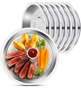 Offiper 8 Patterned Deep Stainless Steel Plates, 7.8 inch 304(18/8) Metal Camping Plate, Reusable...