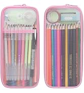 BOVKE Grid Mesh Pencil Case Pen Bag Clear Case Pen Marker Pouch School Stationery Organizer Teen ...