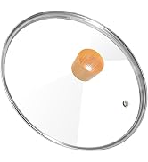 8 Inch Pan Lid with Wooden Handle, Tempered Glass Lid, Cast Iron Skillet, Pot, and Replacement Pa...