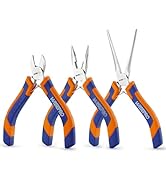 WISEPRO 3 PCS Mini Pliers Set, Jewelry Pliers Kit with Needle Nose, Diagonal and Long Nose, Small...