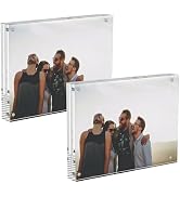 Hongtuocb Acrylic Clear Picture Frame 6x8 inch, Magnetic Acrylic Frame Double Sided Desktop Displ...
