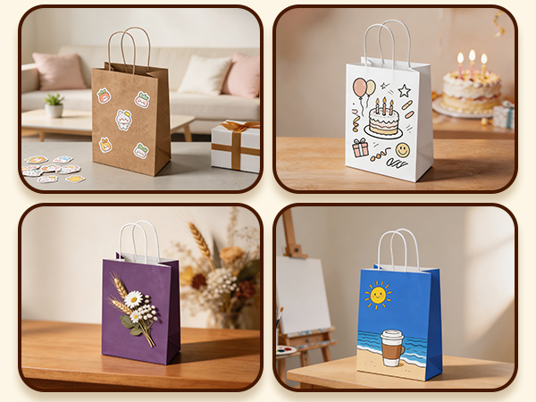 Medium Craft Gift Paper Bags with Handles
