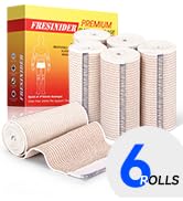 FRESINIDER Premium Elastic Bandage Wrap, 6 Pack 4" Cotton Latex Free Compression Bandage Wrap wit...