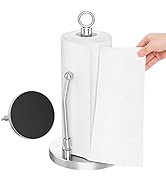 Paper Towel Holder Stainless Steel - One Hand Tear Paper Towel Dispenser Standing Weighted Base N...